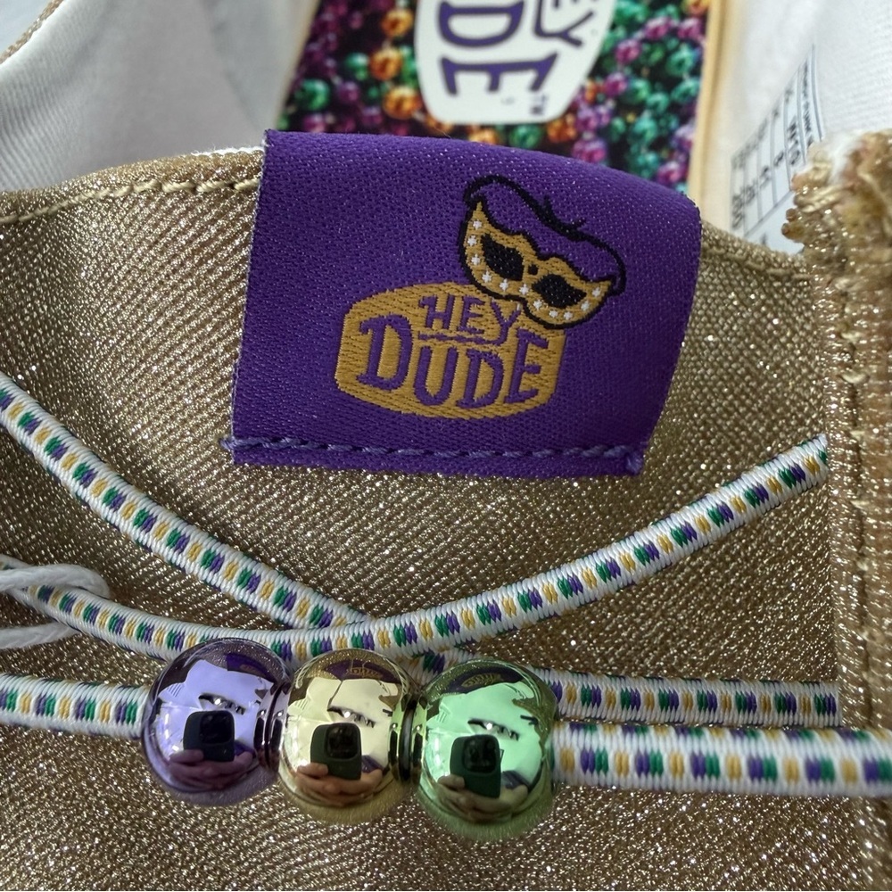 Women's Hey Dude Wendy Mardi Gras Casual Slip On Shoes Sparkle Party Size 10 - Picture 6 of 16